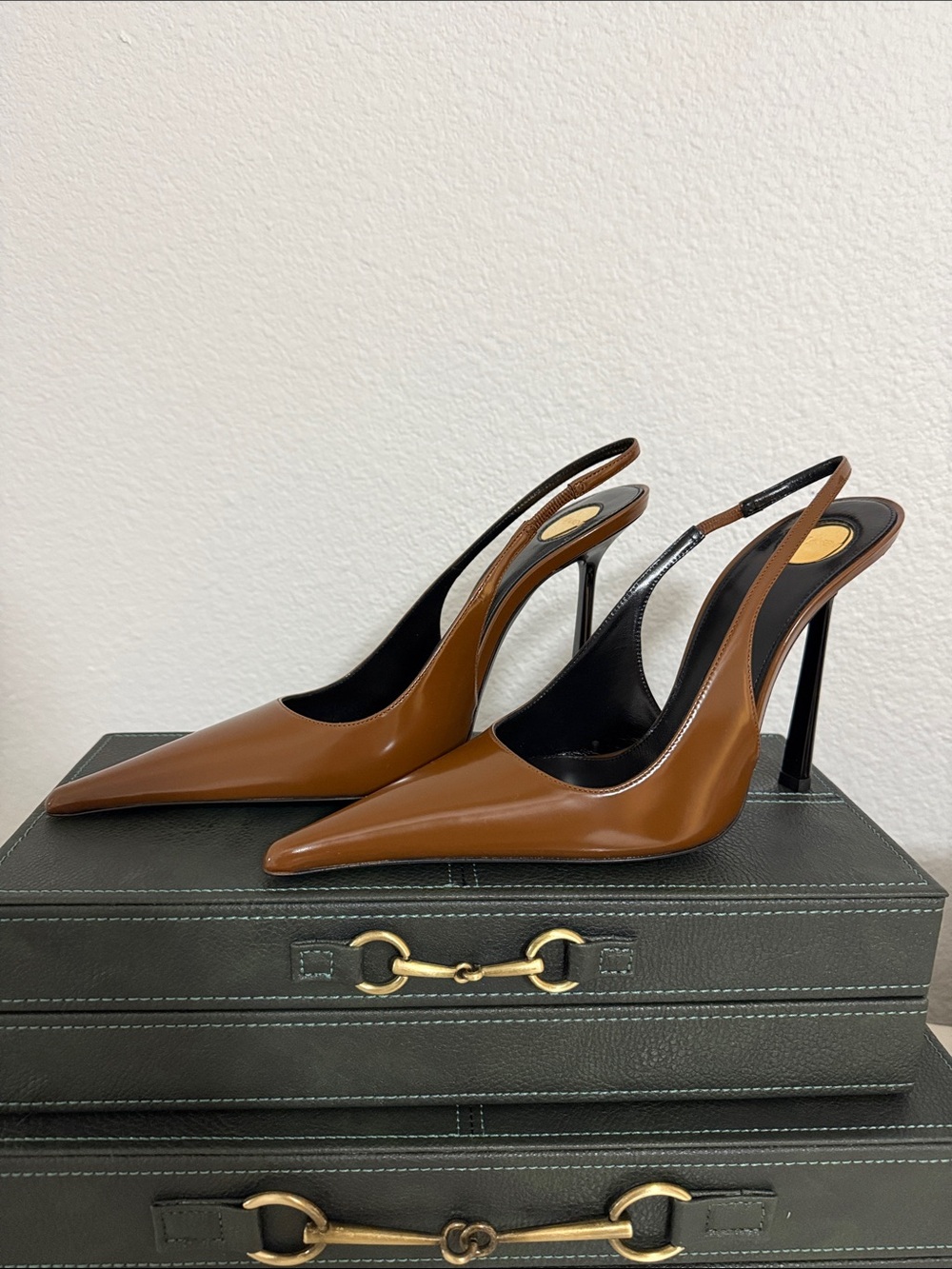 Saint Laurent Women’s Vendome 110mm Leather Slingback Pump